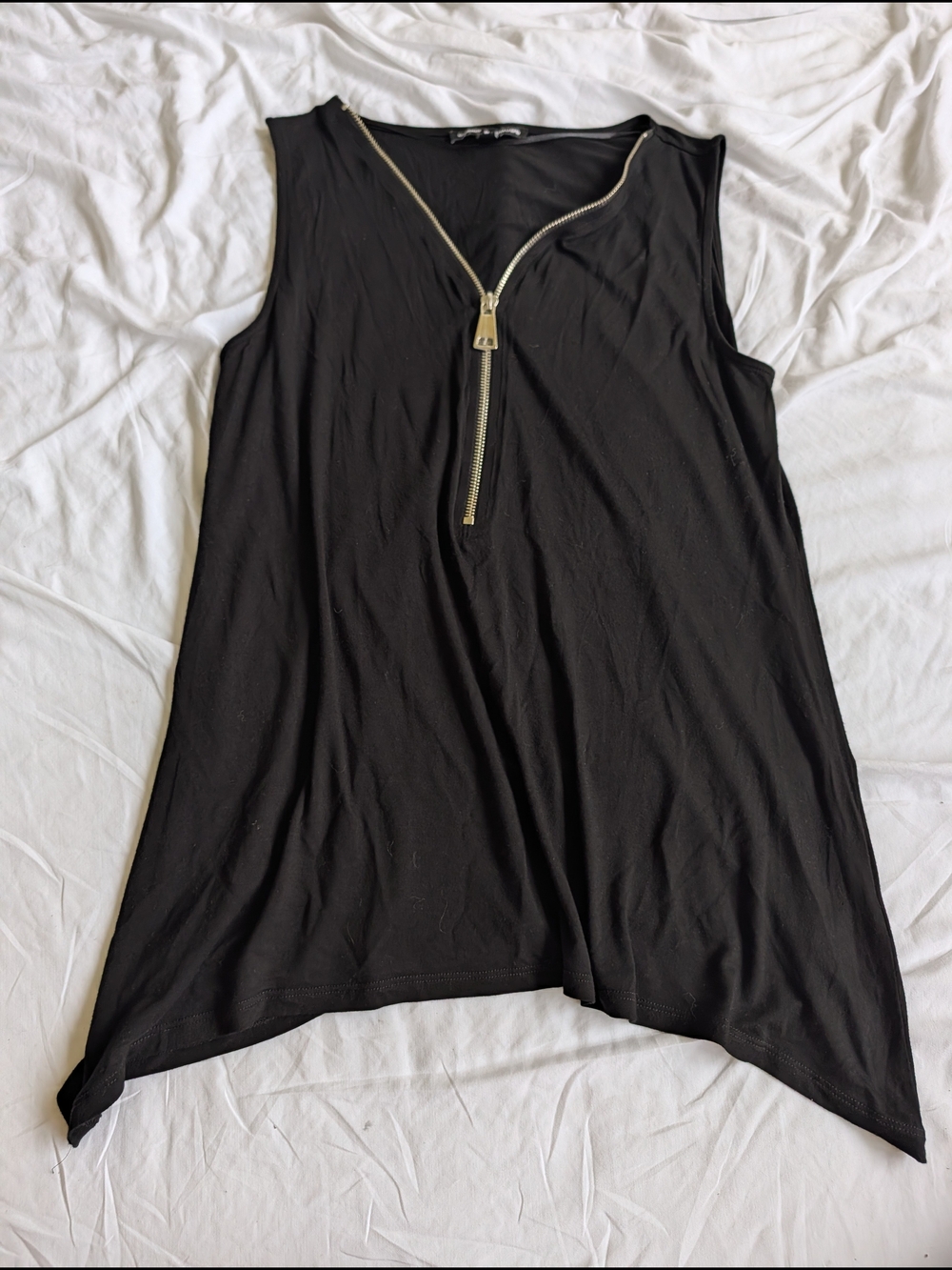 Cable & Gauge Black Sleeveless Top with Silver Zip